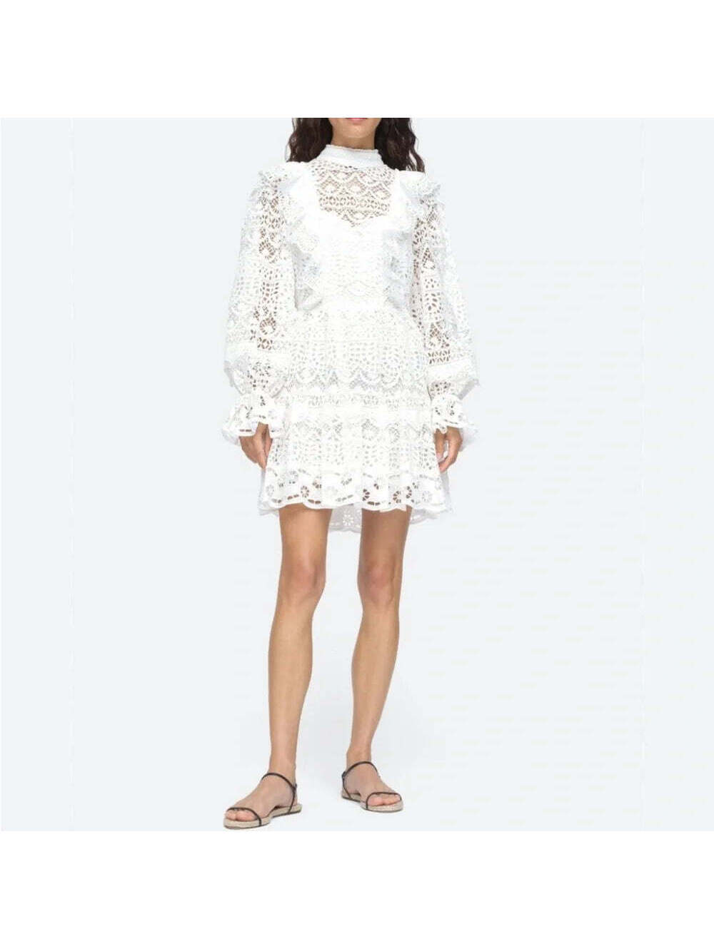 NWT Sea New York Patrizia White Eyelet Crochet Lace Mini Dress Size 6